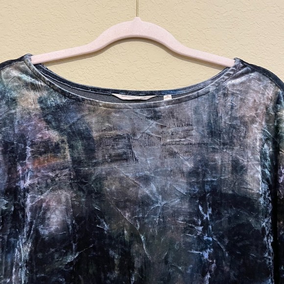 Soft Surroundings Velvet Abstract Watercolor 3/4 Pullover Top Womens Medium Boho - Picture 4 of 7